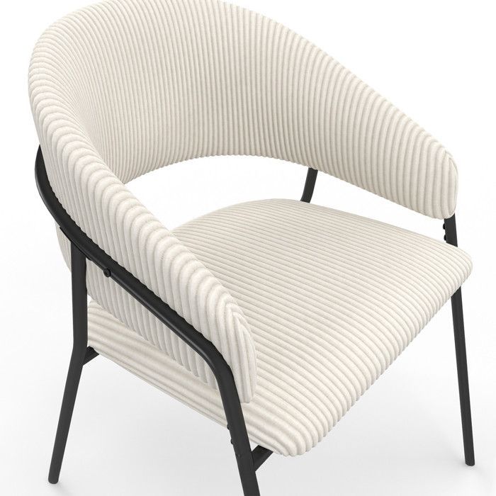 IDMARKET Lot de 2 chaises de salle à manger VINI en velours côtelé beige