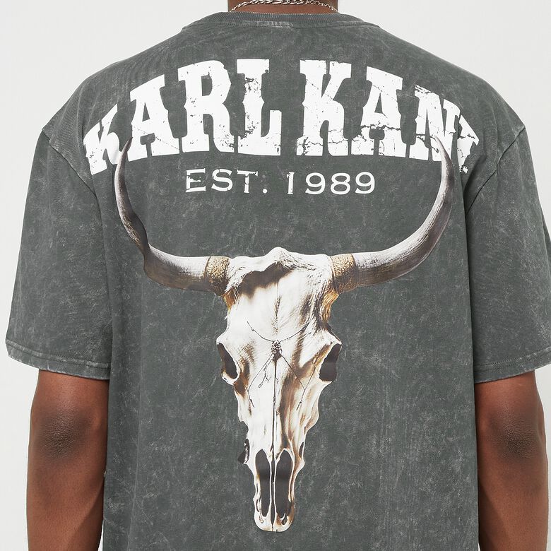Kleines, charakteristisches, gewaschenes T-Shirt aus schwerem Jersey mit Totenkopfmotiv