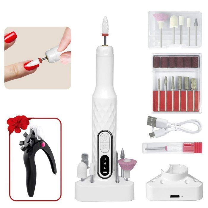 Ponceuse pour Ongles Professionnel Sans Fil - HYKJSIDE - Lime a Ongle Electrique 12 en 1 - 30000 tr/min - Kit Manucure Rechargeable