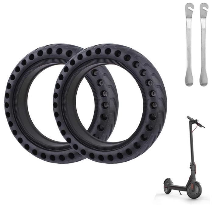2Pcs Pneus Pleins Increvables pour Trottinette Electrique Xiaomi M365 / M365 Pro / 8,5 Pouces Antidérapant avec 2 Leviers