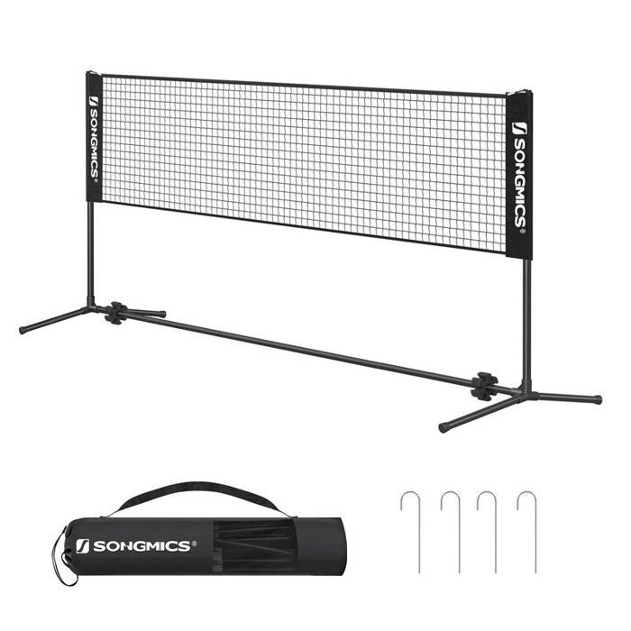 Red de bádminton y voleibol de 3 m, altura ajustable, set de tenis portátil, color negro.