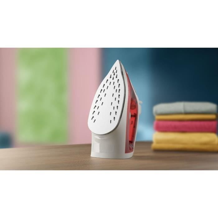 Fer à repasser vapeur - PHILIPS - DST2010/40 - A vapeur avec système Calc Clean - 25g/min vapeur continue - 2000W - Rouge/Blanc