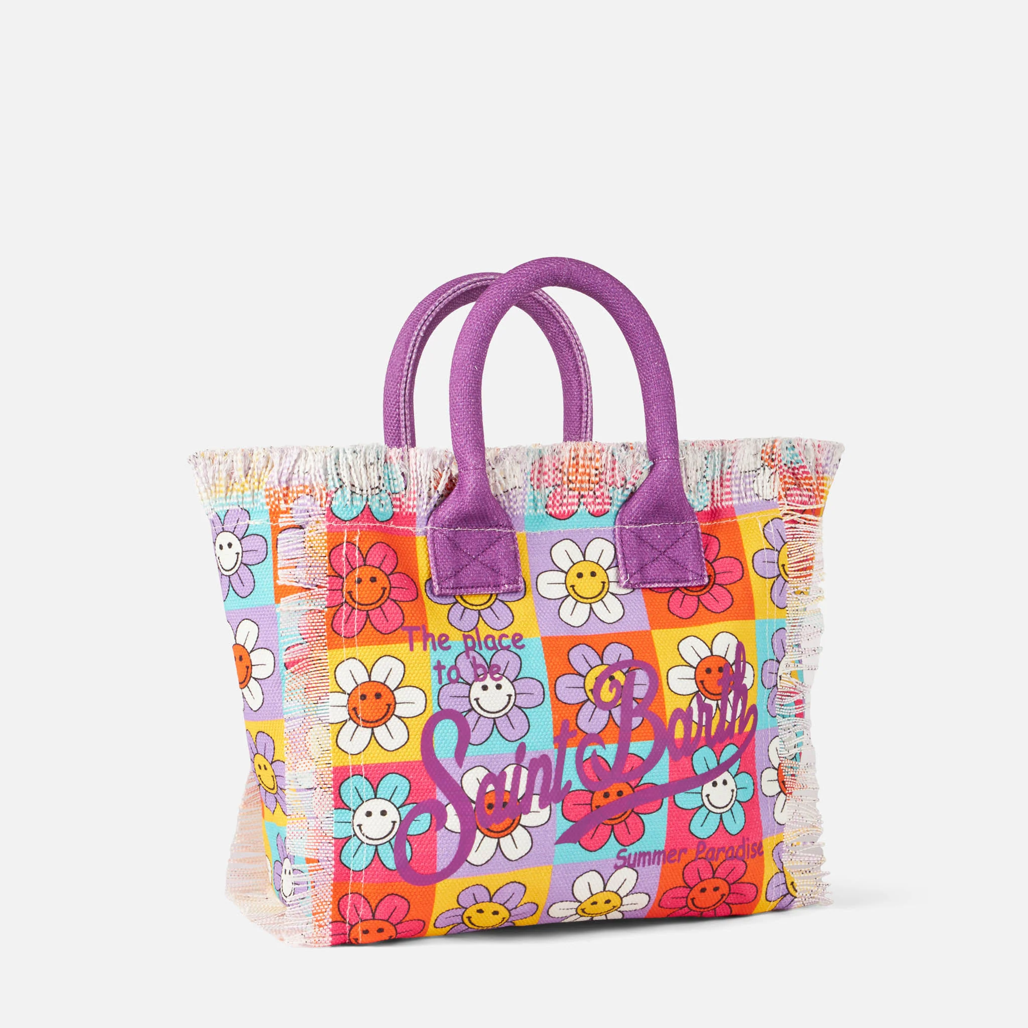 Sac à main Colette en toile à imprimé marguerite souriante