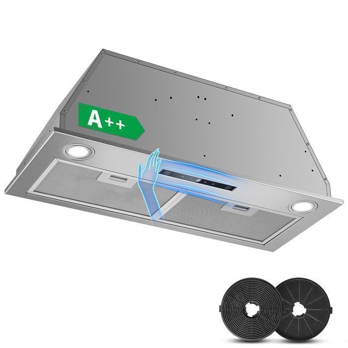 Hotte Asipirante,hotte encastrable,400 m³/h,Fonction Booster, A++,Recyclage avec filtre charbon ,Gestuelle  Tactile,72CM