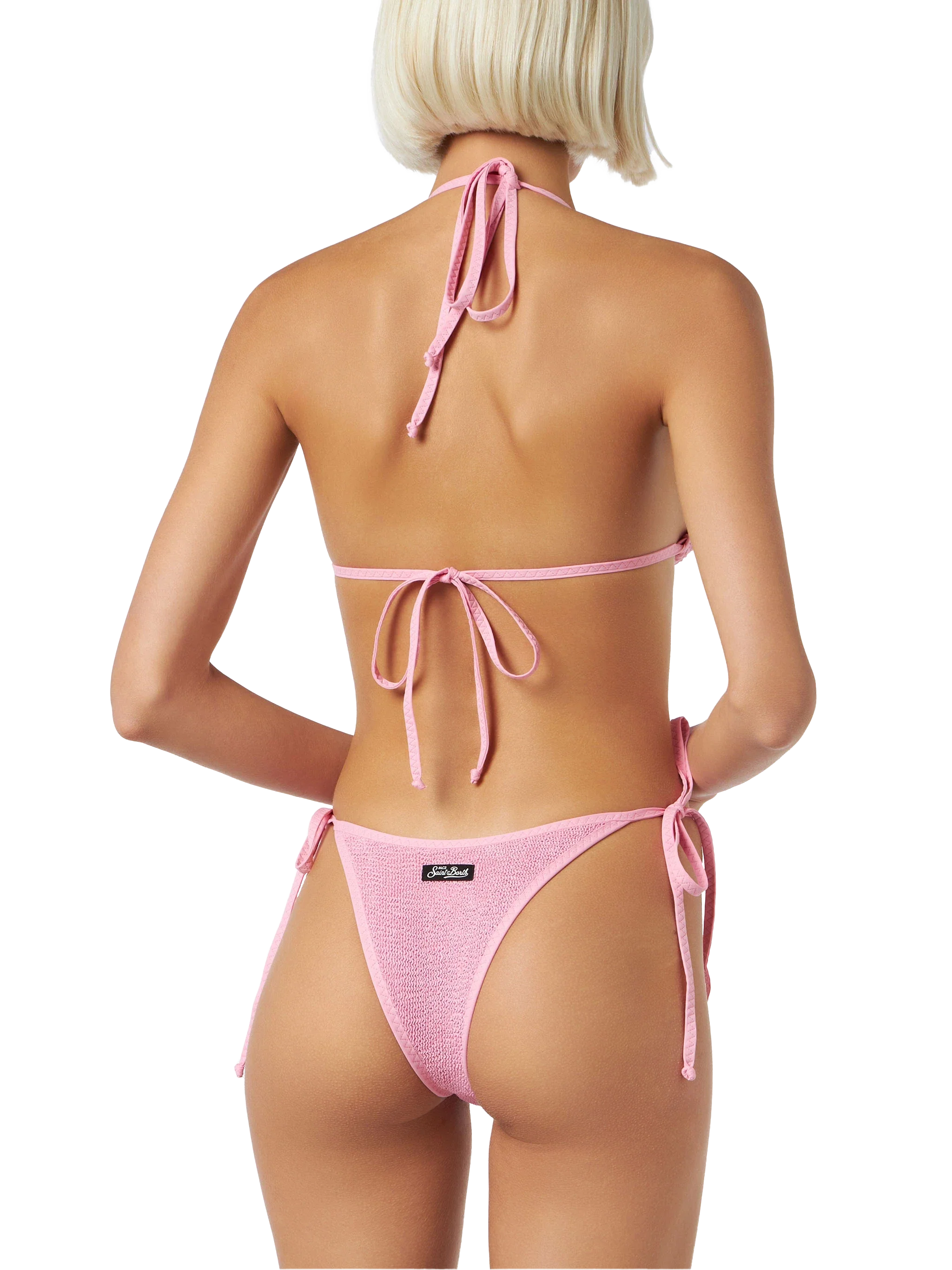 Damesbikini met kreukelpatroon en driehoekige vorm