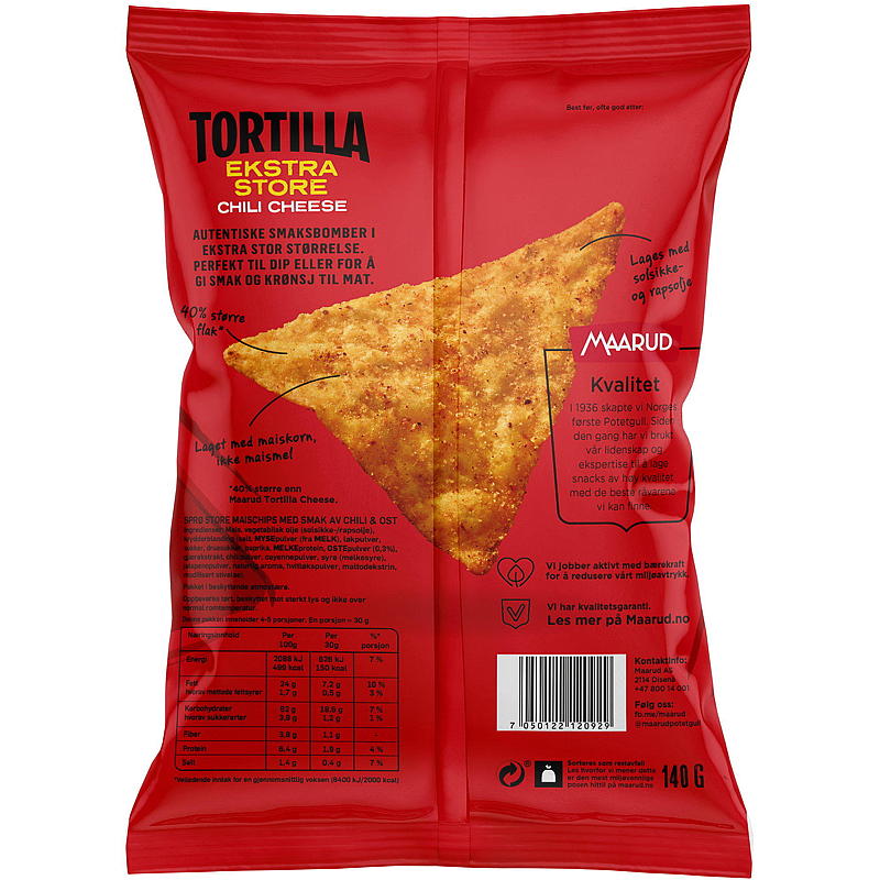 Maarud Tortilla 140 g Extra grote chilikaas