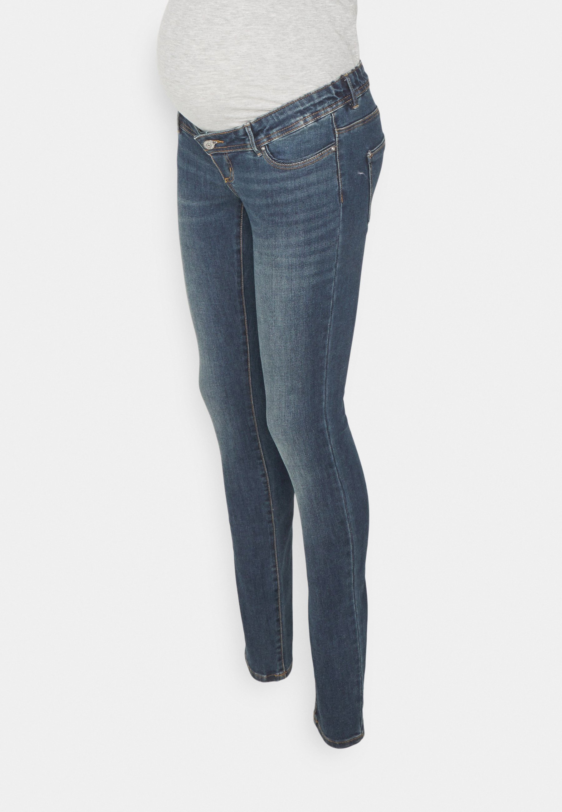 ONLY MATERNITY OLMWAUW MID - Skinny Fit jeans - donkerblauwe denim