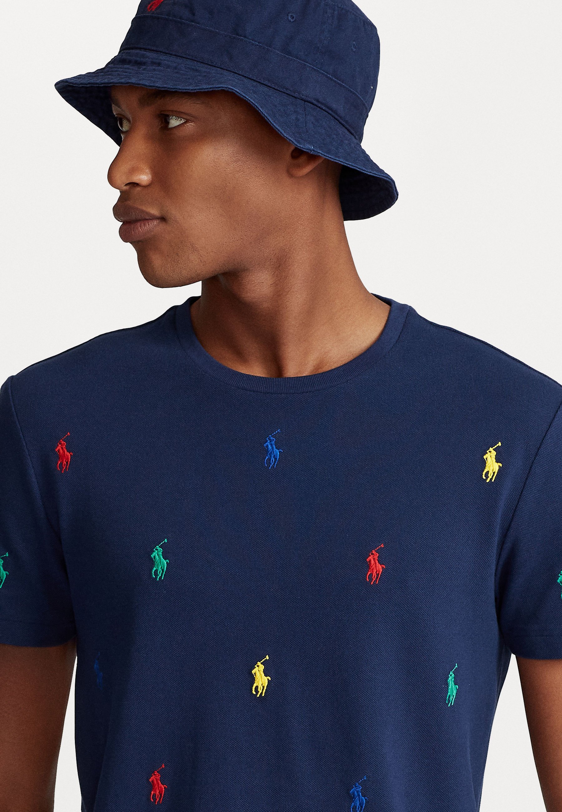 Polo Ralph Lauren CUSTOM SLIM FIT POLO PONY MESH T-SHIRT - Imprimé - Bleu marine Newport