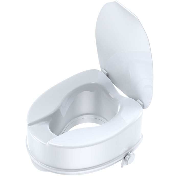 Rehausseur WC 15 cm avec couvercle, siège toilette ergonomique antidérapant jusqu’à 180 kg