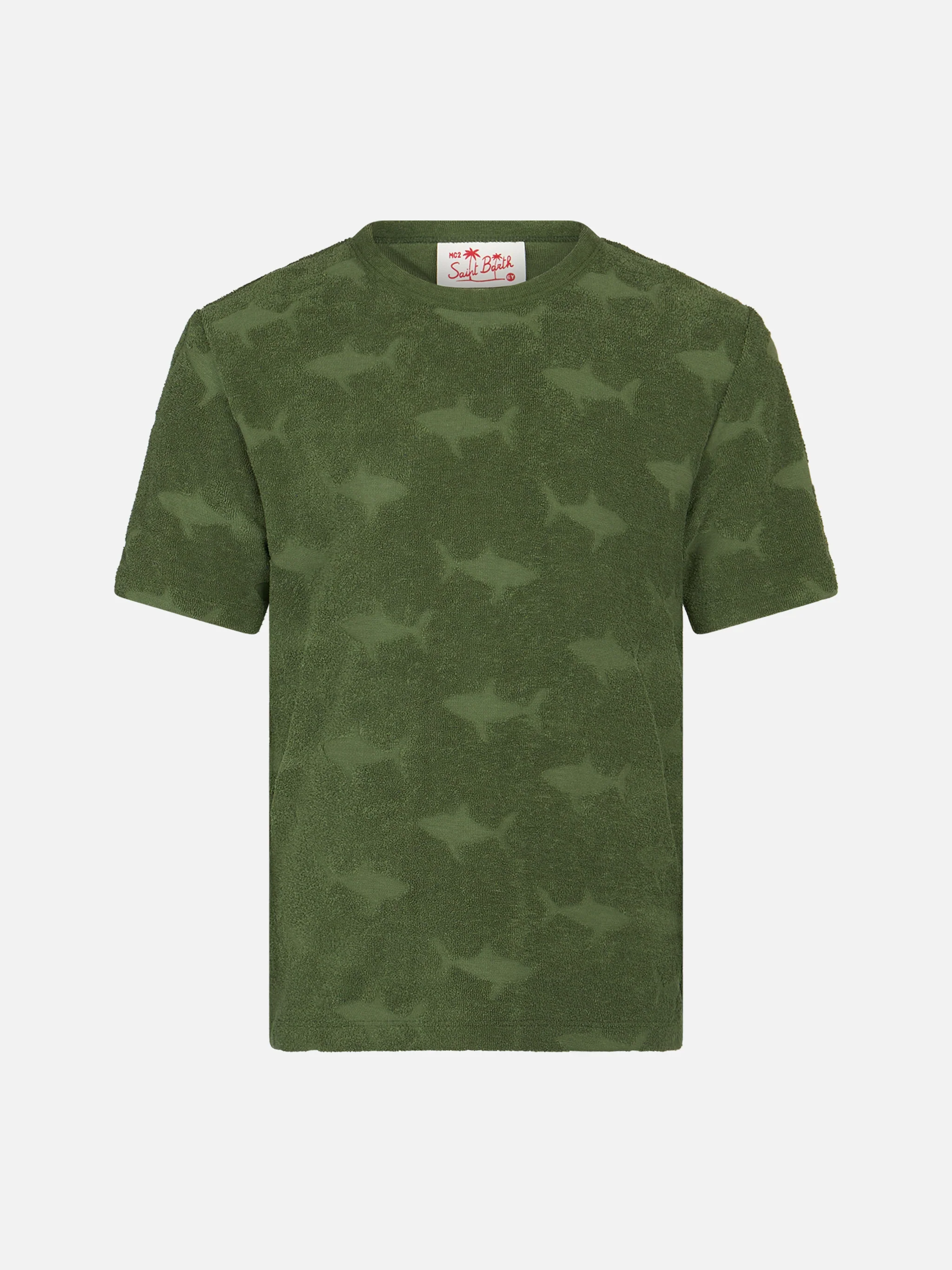 Gary Terry kinder T-shirt in militaire stijl met reliëfhaaienpatroon