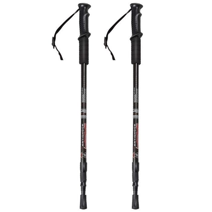 GYMAX Set van 2 wandelstokken, aluminium wandelstokken, verstelbare lengtes 65-135 cm, voor reizen, wandelen en kamperen