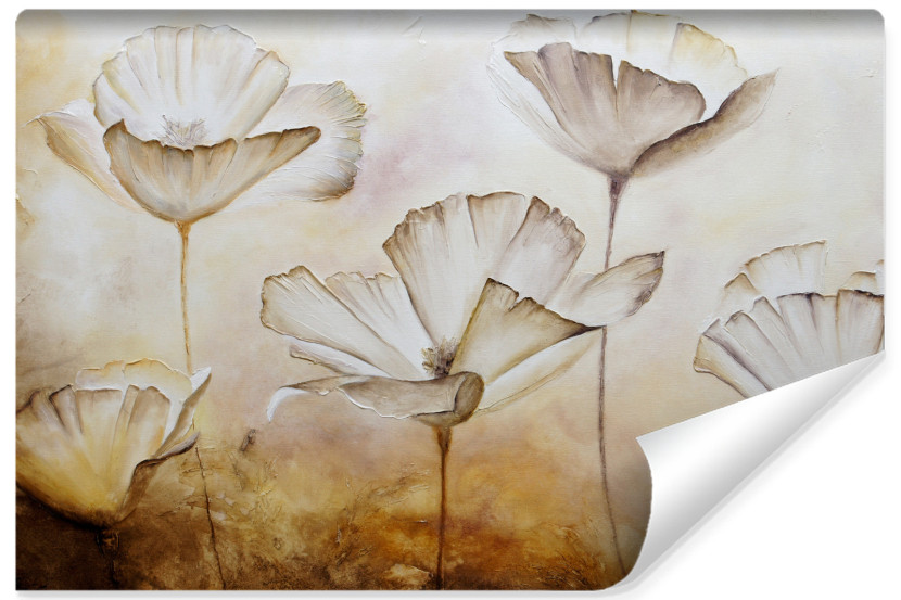 Fototapeta Ścienna Malowane białe maki vintage 90x60cm