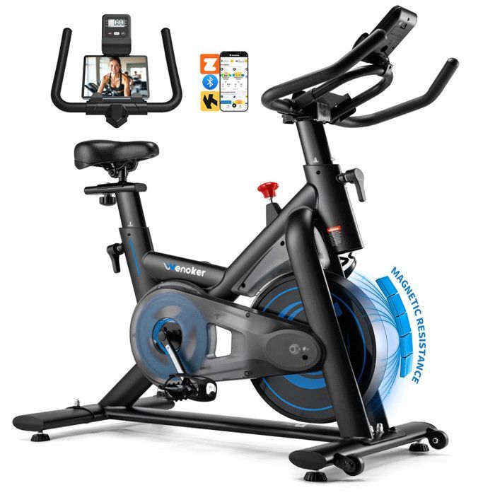 Vélo d'Appartement avec APP Wenoker,Vélo d'intérieur avec silencieux,Velod Appartement Résistance Magnétique Réglable,Capacité 160kg