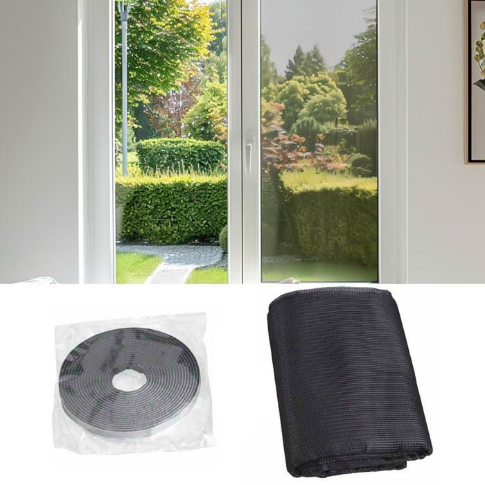 Mosquitera - FALLENHELD - 130 x 150 cm - Negra - No requiere taladrar - Protección contra insectos