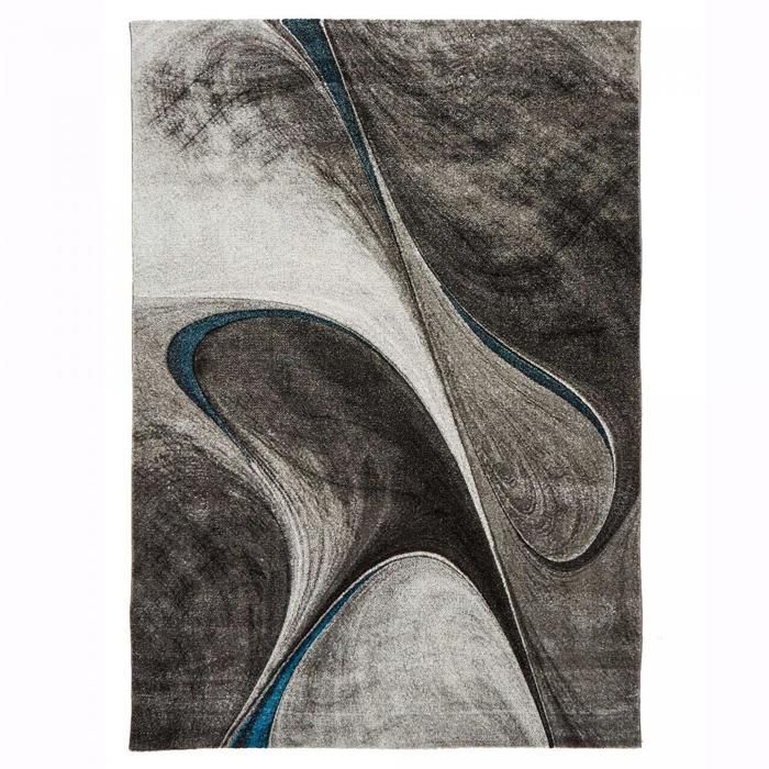 tapis entrée 60x110 tissé noir rectangle motif géométrique LYN8 MADILA