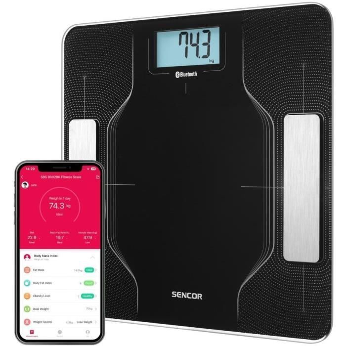 Vernetzte Badezimmerwaage – SENCOR – SBS 8002BK – Schwarz