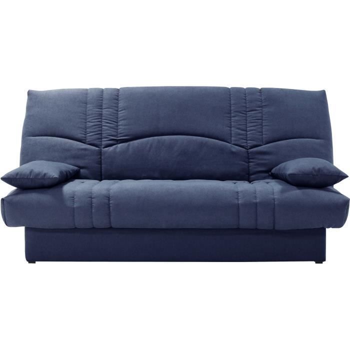 Sofá cama THELMA de 3 plazas - Tela Soro azul oscuro - Superficie para dormir 125 x 190 cm - Ancho 190 x Profundidad 92 x Alto 96 cm