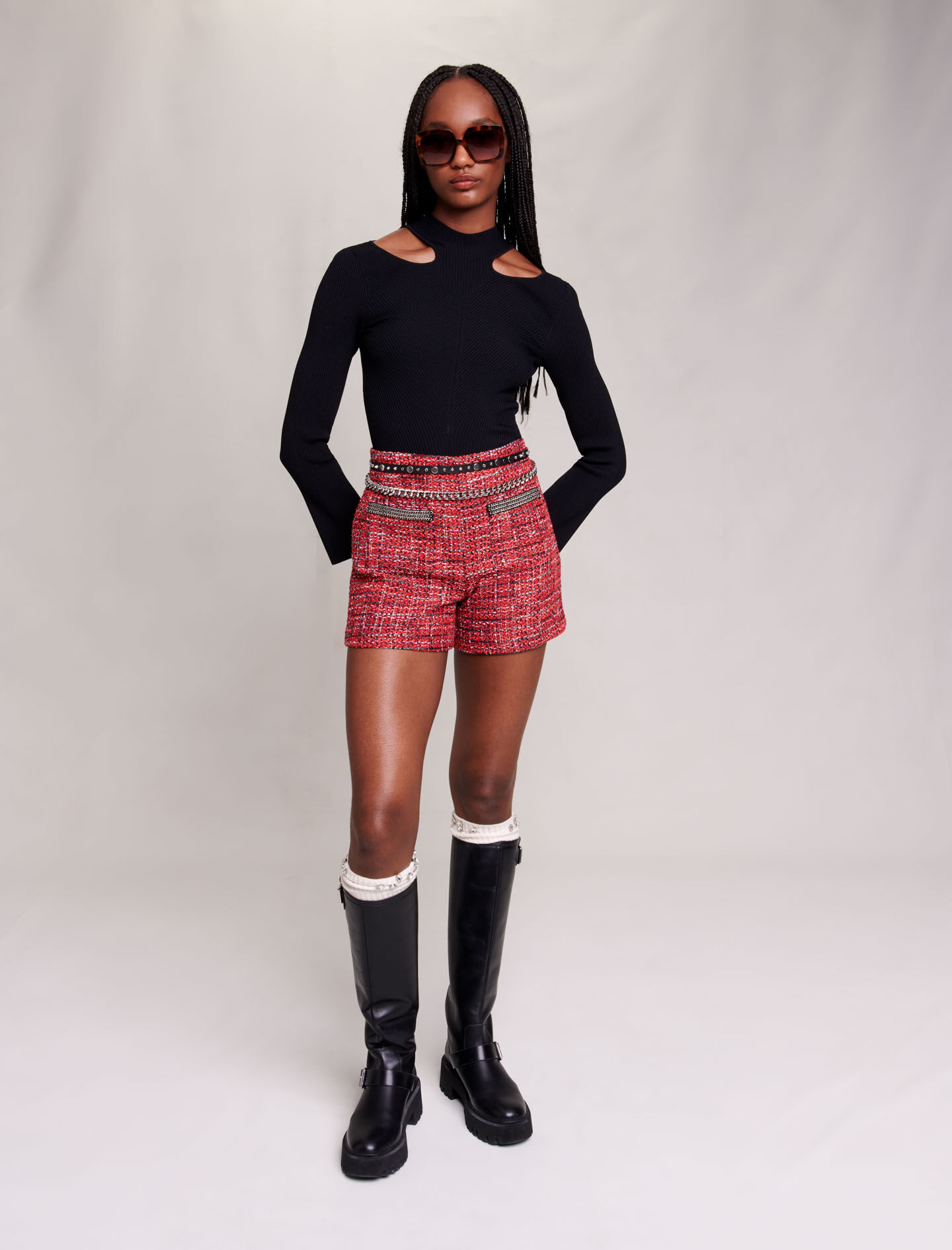 Tweed shorts - Rood