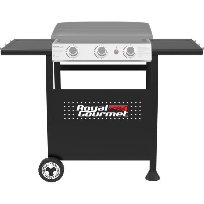 Piastra a gas Royal Gourmet su carrello - 3 bruciatori - Piastra di cottura rimovibile 62 x 35,5 cm