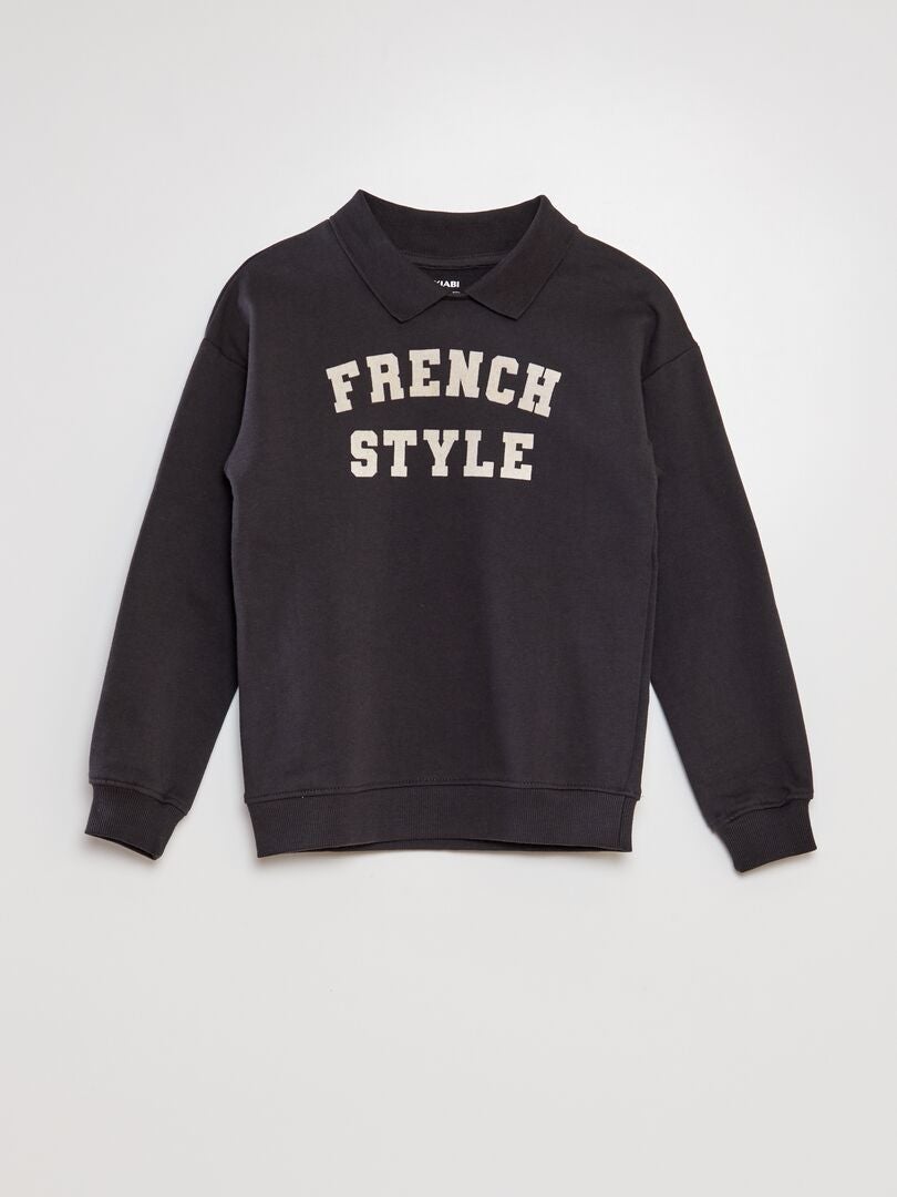 Sudadera con letras y cuello alto - GRIS