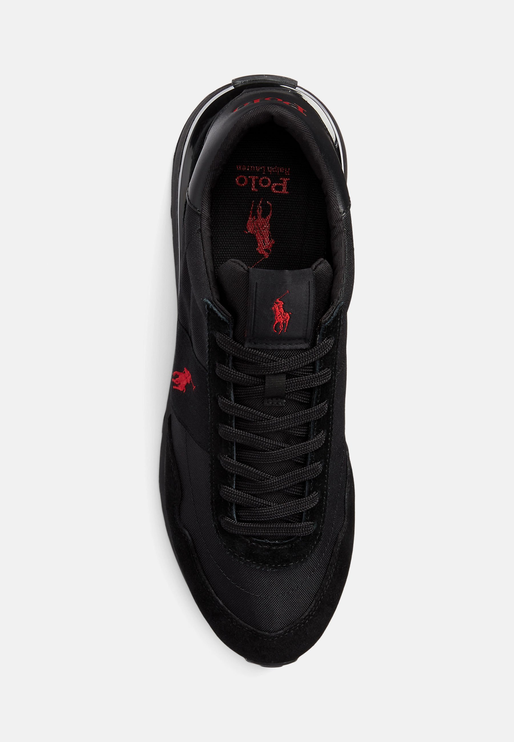 Tênis Polo Ralph Lauren TRAIN 89 em camurça e oxford - Preto/Vermelho