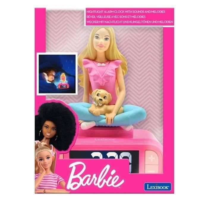 Reloj despertador digital con luz nocturna, Barbie 3D y efectos de sonido.