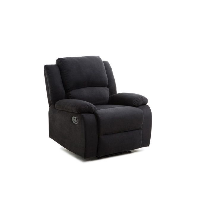 LEO 1-Sitzer Relaxsessel aus schwarzem Mikrofaserbezug – B 88 x 93 x 96 cm – LOUNGITUDE