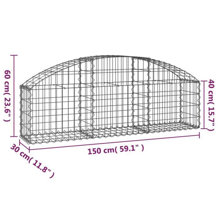 vidaXL Panier de Gabion, Cage à Gabion, Mur de Gabion, Panier à Pierre, Gabion pour Pierre Jardin Patio Extérieur, 153442