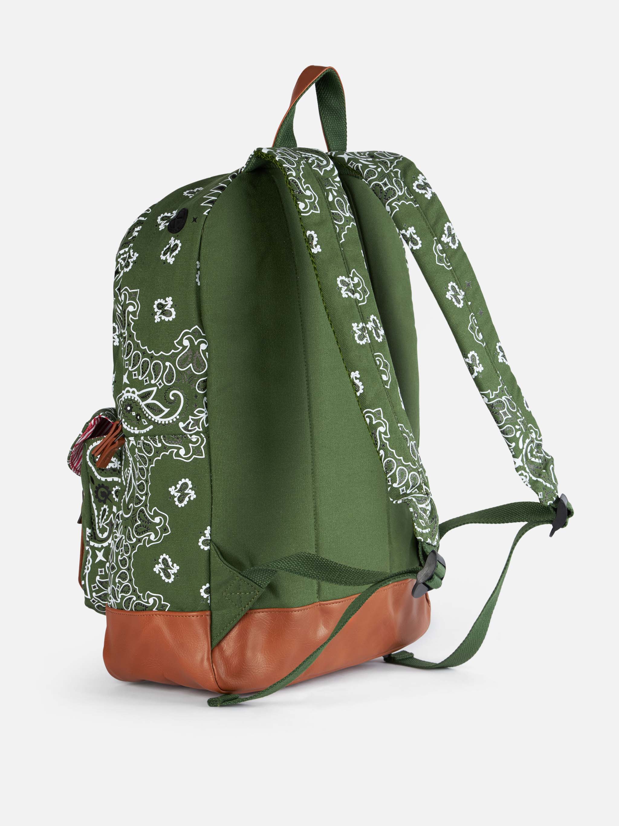 Cody kanvasrygsæk med grønt bandana-print