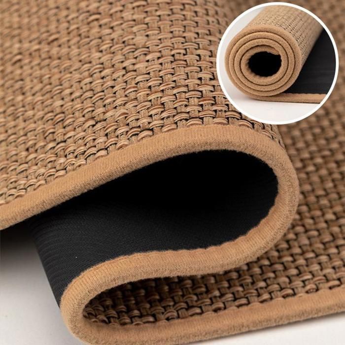 Tapis de Cuisine en Lin Antidérapant 45x150cm - Dos en Caoutchouc, Imperméable, Anti-Huile, Facile à Nettoyer - Marron