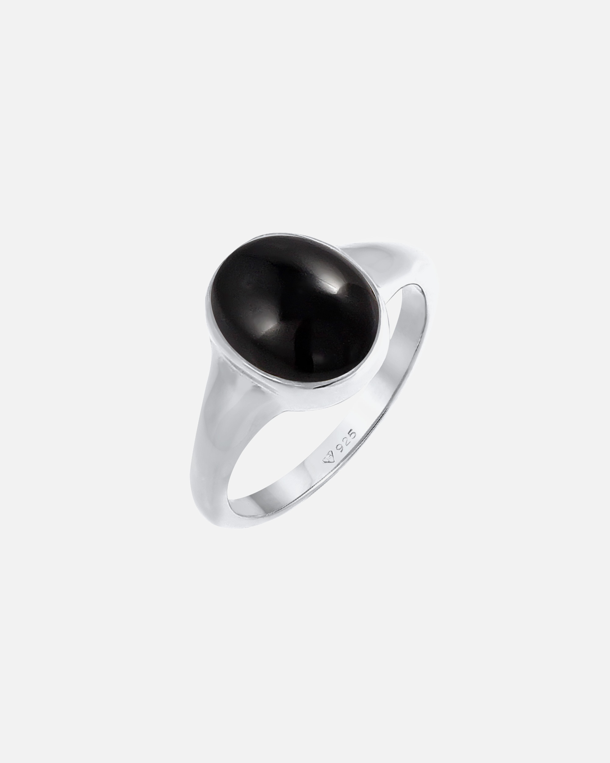 Elli Femmes Sceau Ovale avec Pierre Précieuse Onyx en Argent Sterling 925 Plaqué Or