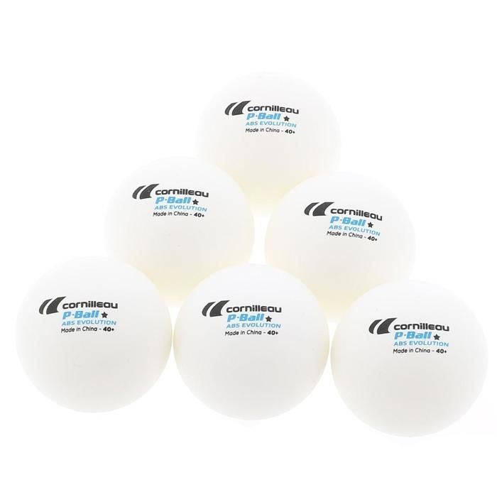 Balles de tennis de table - CORNILLEAU - P-ball abs evolution 1 - Lot de 6 - Blanc - Standard