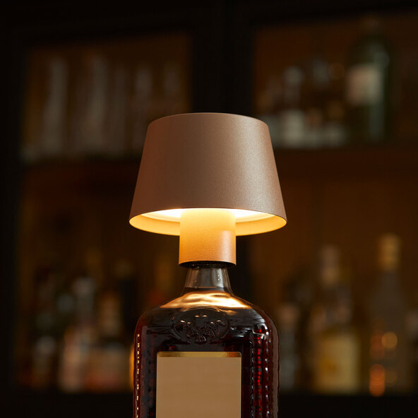 3-in-1 LED rechargeable table lamp, brown metallic
