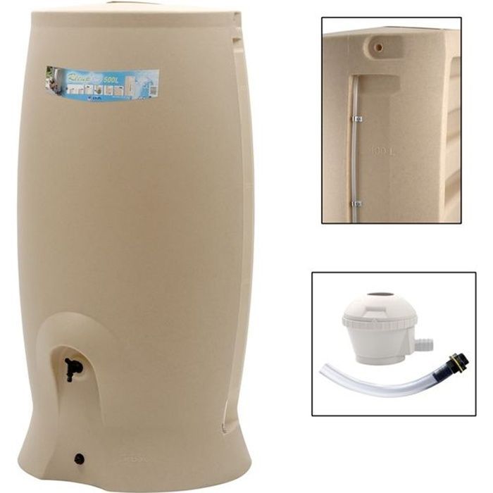 EDA Regenton Recycler Récup'O + 1 Opvangbakset 80x64x152cm - 500L Inhoud - Beige