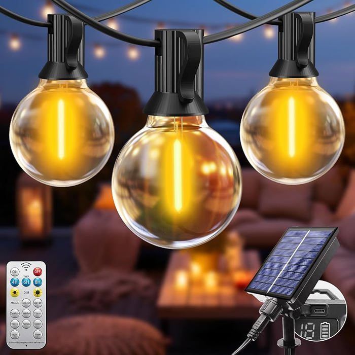 Guirnalda de luces solares para exteriores Btfarm con control remoto, 8 m de LED, resistente al agua IP44, 8 modos.