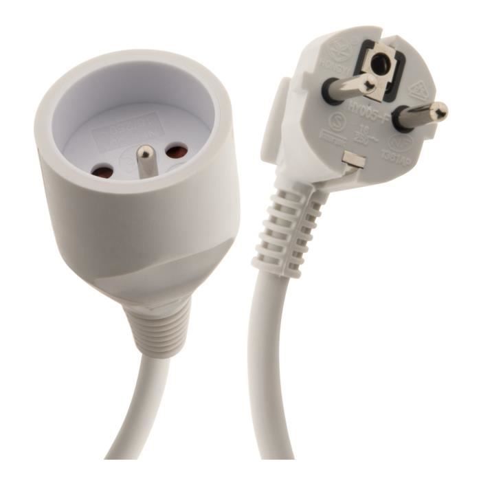 Cable de extensión ZENITECH de 3 m - 3x1,5 mm² - Blanco