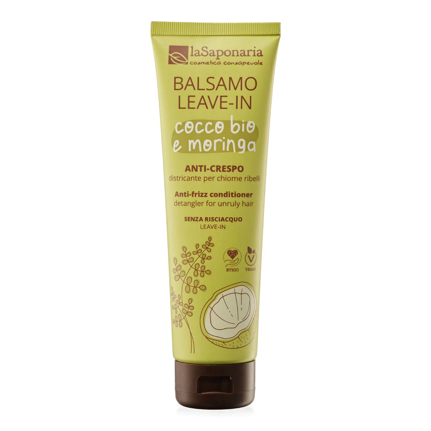 Capelli e Cute Balsamo leave-in anti-crespo - Cocco Bio e Moringa - Balsamo Senza Risciacquo Capelli