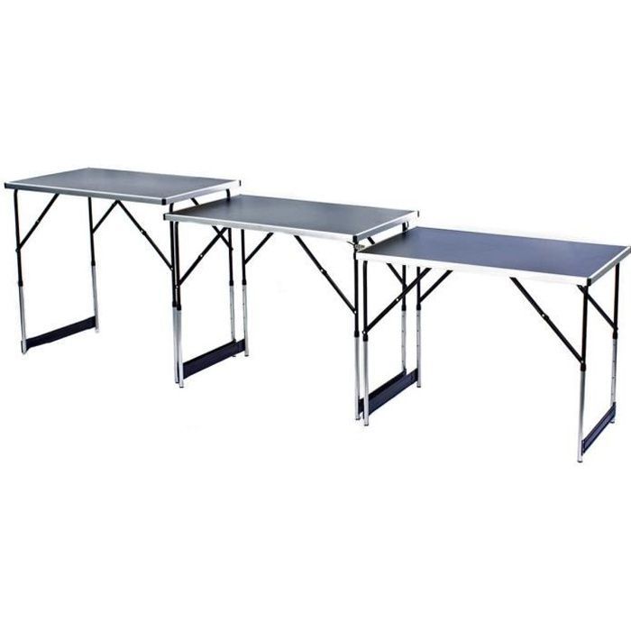 Folding Table - Multifunctional - Set of 3 - Height Adjustable - Ideal for Markets and Parties