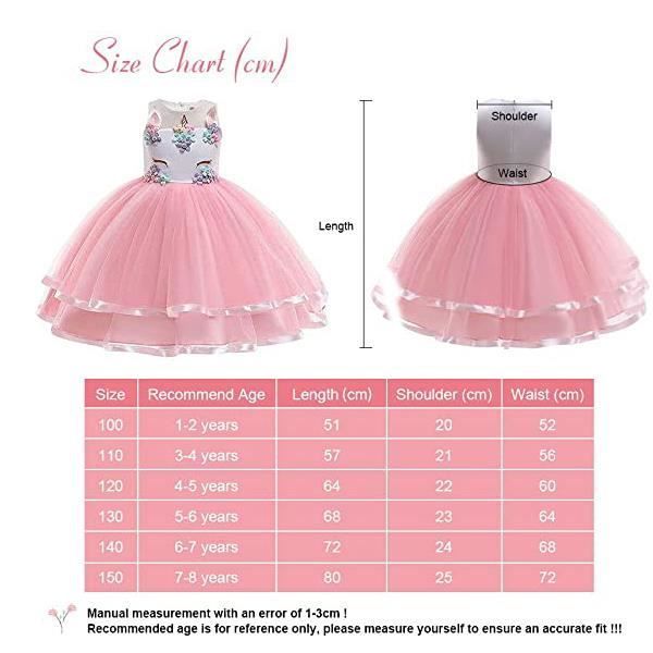 Vestido de princesa unicornio para niñas, vestidos de princesa con unicornio, fiesta de unicornios - ROSA