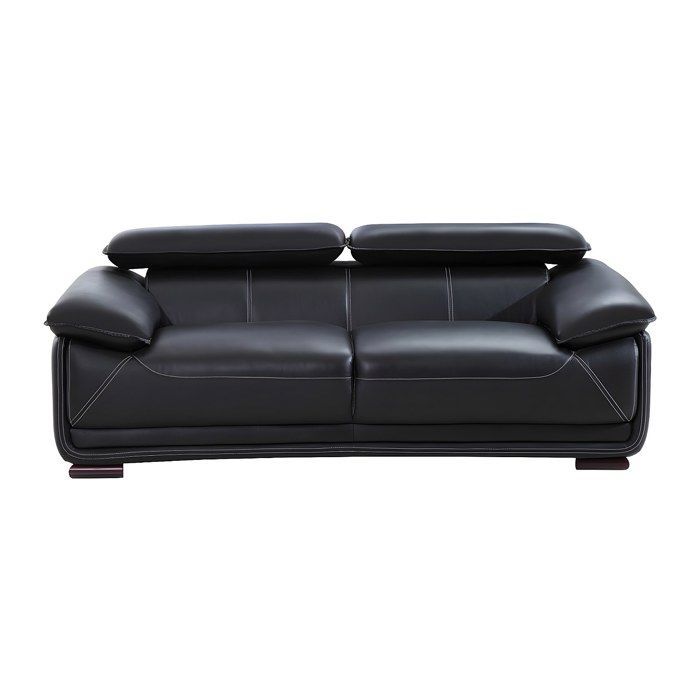 Sofá de piel de 3 plazas - MACELO - Negro