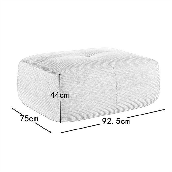 DRIPEX Pouf de canapé modulable en Velours côtelé: 92.5x75x40cm - Beige