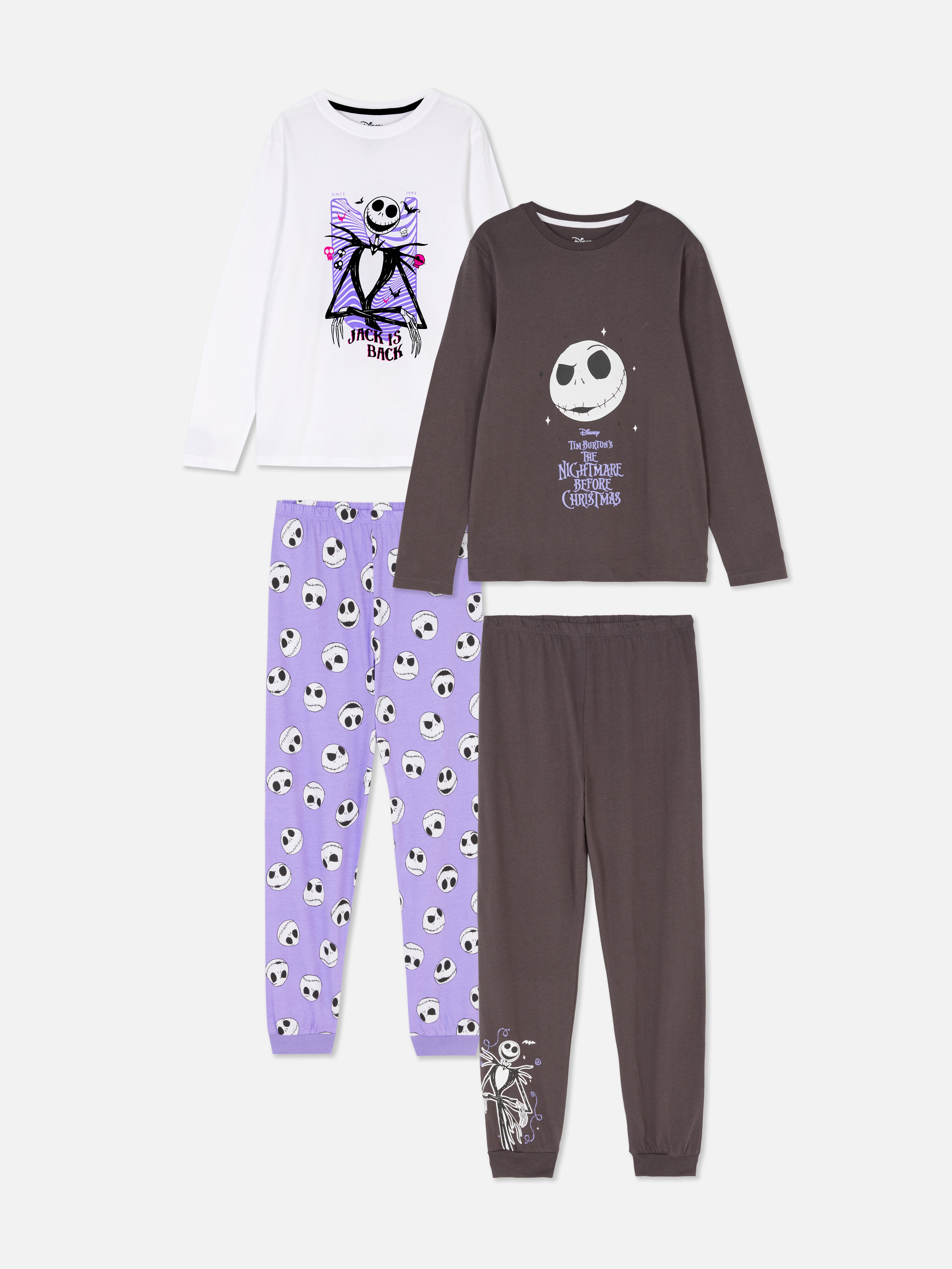 Pijamale cu mânecă lungă Disney Coșmarul dinaintea Crăciunului, set de 2. O pijama cu mânecă lungă cu Jack Skellington și pantaloni de trening.