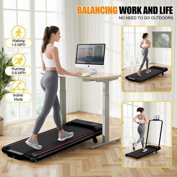 Tapis roulant pieghevole - Pedana 3 in 1 con inclinazione del 7% - Velocità regolabile da 1 a 8 km/h - Superficie 38,5 x 90 cm