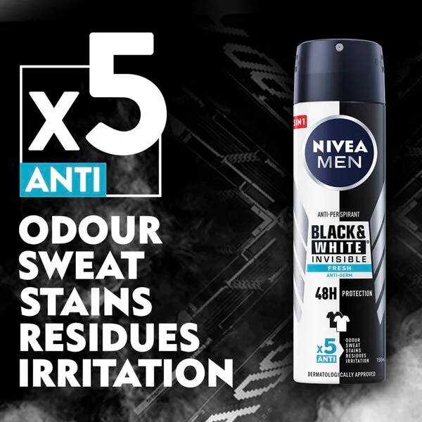 NIVEA Men Black & White Invisible Fresh antiperspirant sprej 150ml