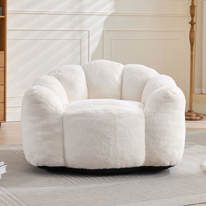 LINHOO Lotus Compact Bean Bag/Pear Sofa for Adults, Soft Short-Pile Velvet, No Assembly Required, Lightweight and Portable
