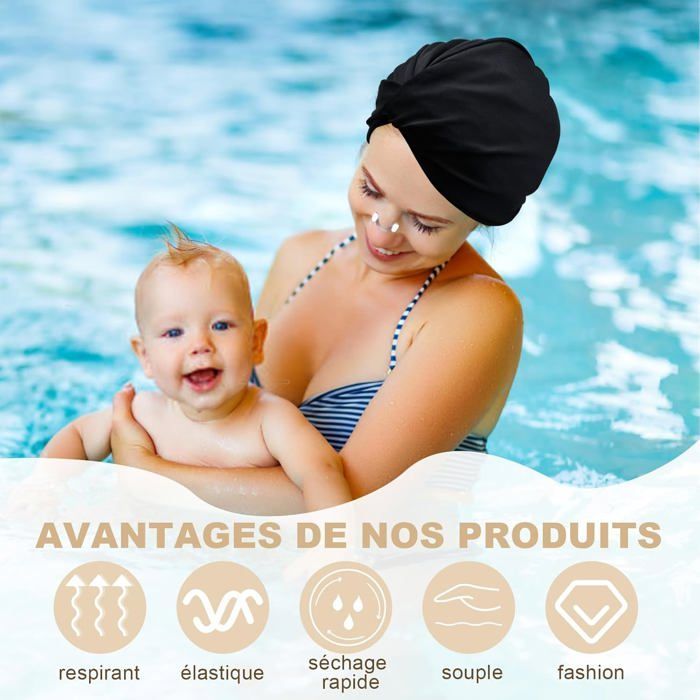 Touca de Natação, Turbante para Piscina, Faixa de Cabeça Elástica para Natação, Adequada para Cabelos Longos e Grossos