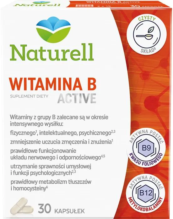 Naturell Witamina B Active, Kompleks witamin z grupy B, Kapsułki