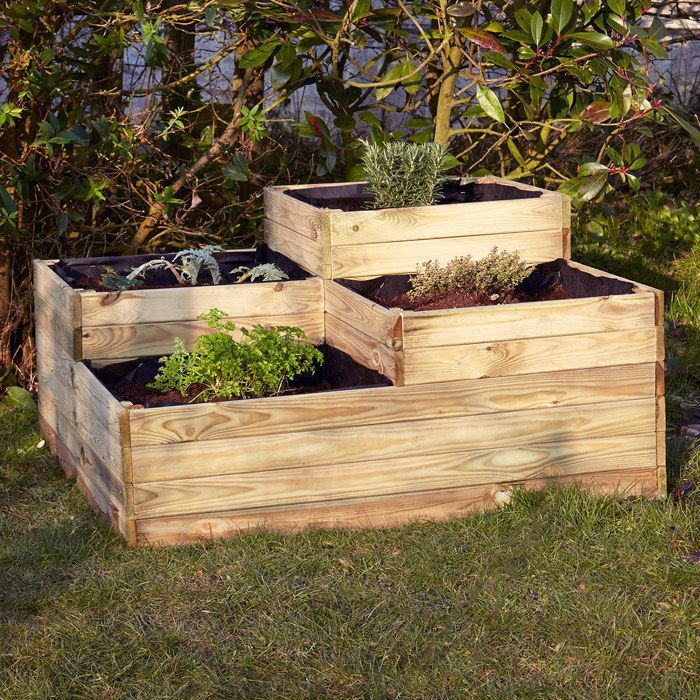 4-bed wooden raised garden bed