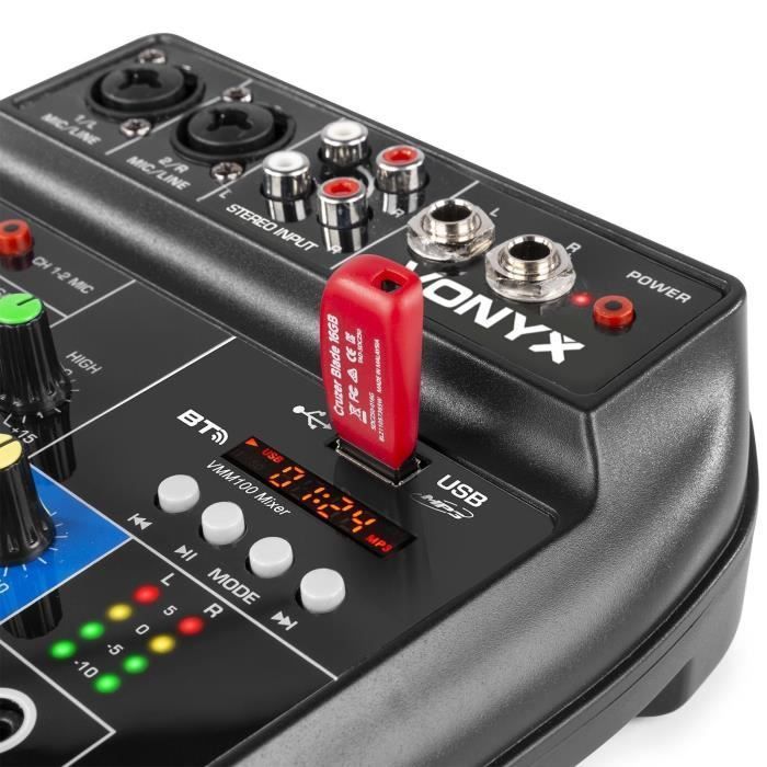 DJ Mixer - VONYX - VMM100 - USB - Bluetooth - 48V Power Supply