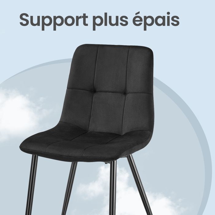 Set of 4 Dining Chairs, Velvet Upholstered Chairs, Adjustable Legs, for Kitchen, Living Room, Dining Room, Black